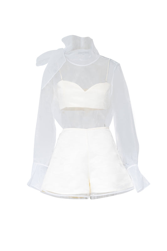 Eve Organza Set White Shorts