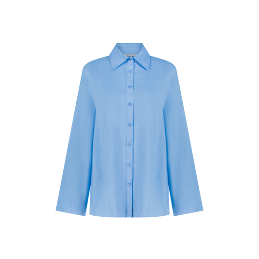 Amara Linen Blue Blouse