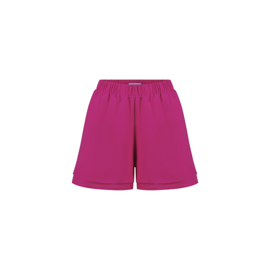 Amara Linen Fuchsia Shorts