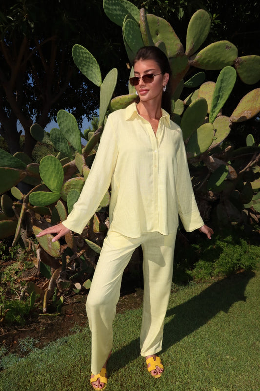 Amara Linen Yellow Pants