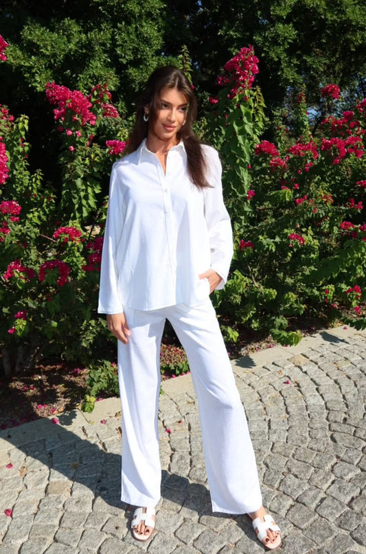 Amara Linen White Pants