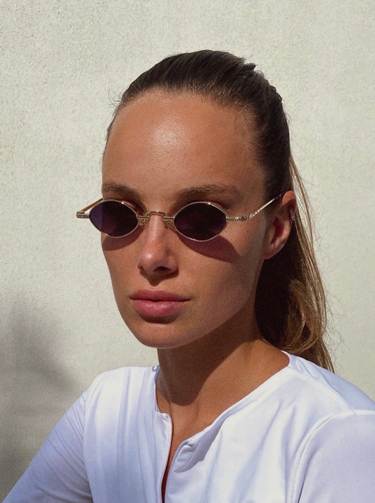 Topaz Black and Gold Almond Sunglasses